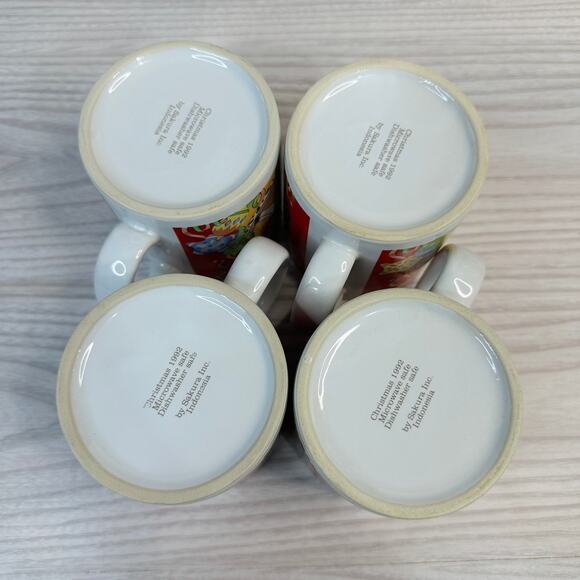 Traditions Christmas 1992 Stoneware Mugs Set of 4 Bear Doll Nutcracker Ornament - Picture 8 of 14